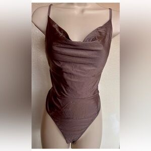 Brown Sleeveless Bodysuit Top Size Medium